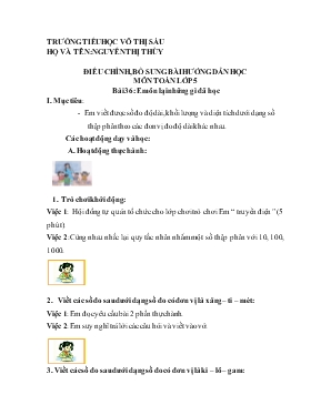 Điều chỉnh, bổ sung bài hương dân hoc môn Toán lớp 5